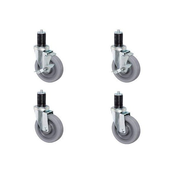 Casterhq 5" Gray TPR Caster Wheel Set for Commercial Kitchen PREP Tables, CHQ5PPSTLB2 - main